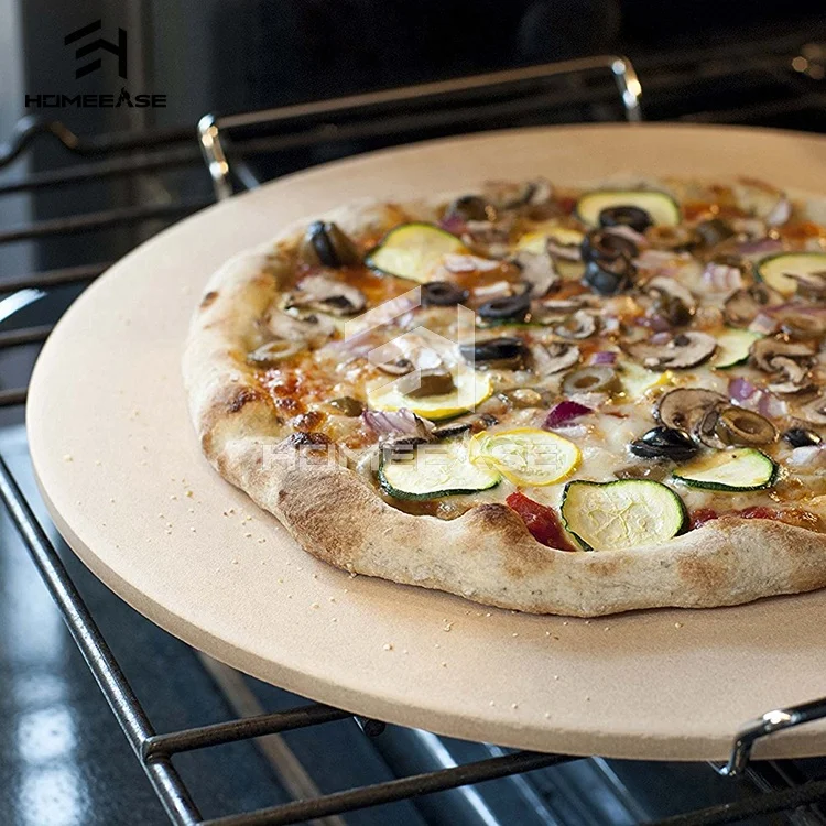 Hot selling supplies wholesale pizza baking peel heat resistance classic round cordierite pizza oven stone