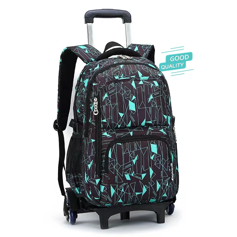 Rolling Wheels High-Capacity School Bag Detachable Wheeled Children Trolley Backpack with 6 Wheels for Students