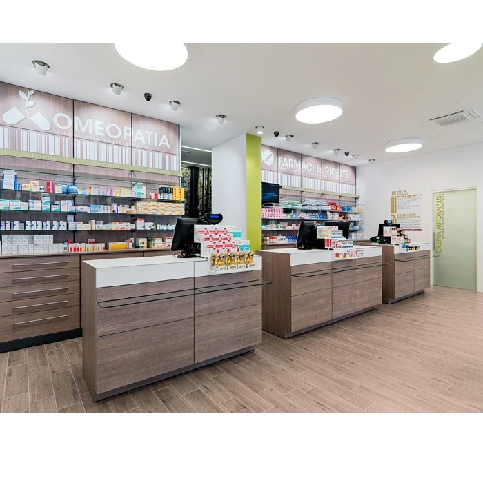 Витрина для аптеки мебель розничной продажи витрины медицинского магазина и деревянные полки