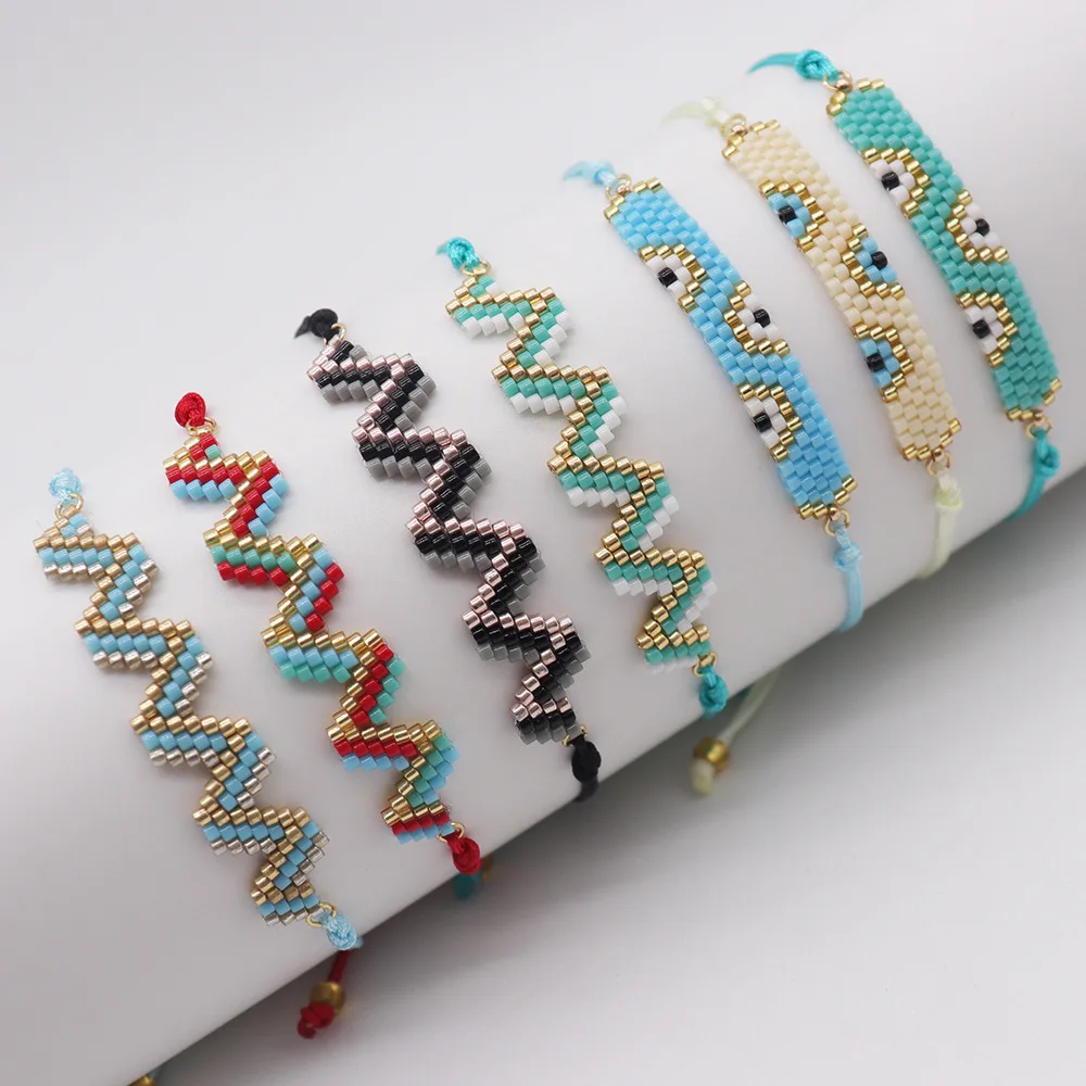 Boho Handmade Red String Evil Eyes Bracelets Adjustable Multi Color Seed Bead Evil Eyes Miyuki Bracelet Women