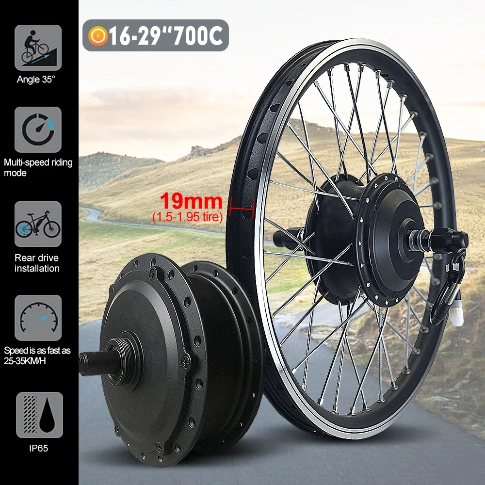 Electric Bike Conversion Kit 36V48V 250W 350W 500W Brushless Rear Hub Wheel Motor Kit For Electric Scooter Parts 16-29inch 700C