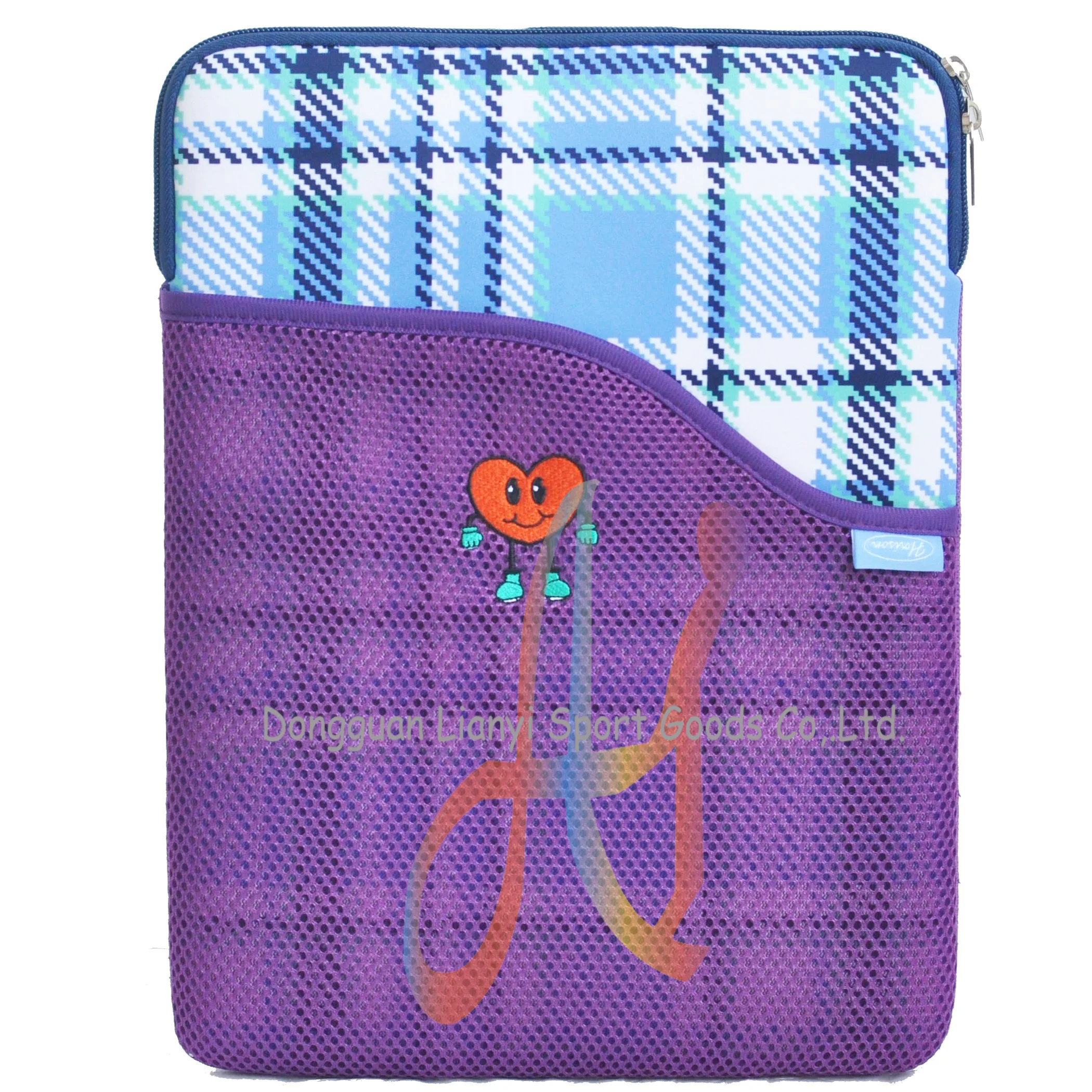 OEM Stylish Chromebook Sleeve in Neoprene White Blue Vintage Plaid Check Design Chromebook Case Slim Neoprene Laptop Sleeve