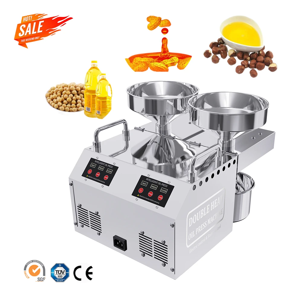 Energy saving home use double barrel palm sesame olive oil presser making pressing extractor expeller machine
