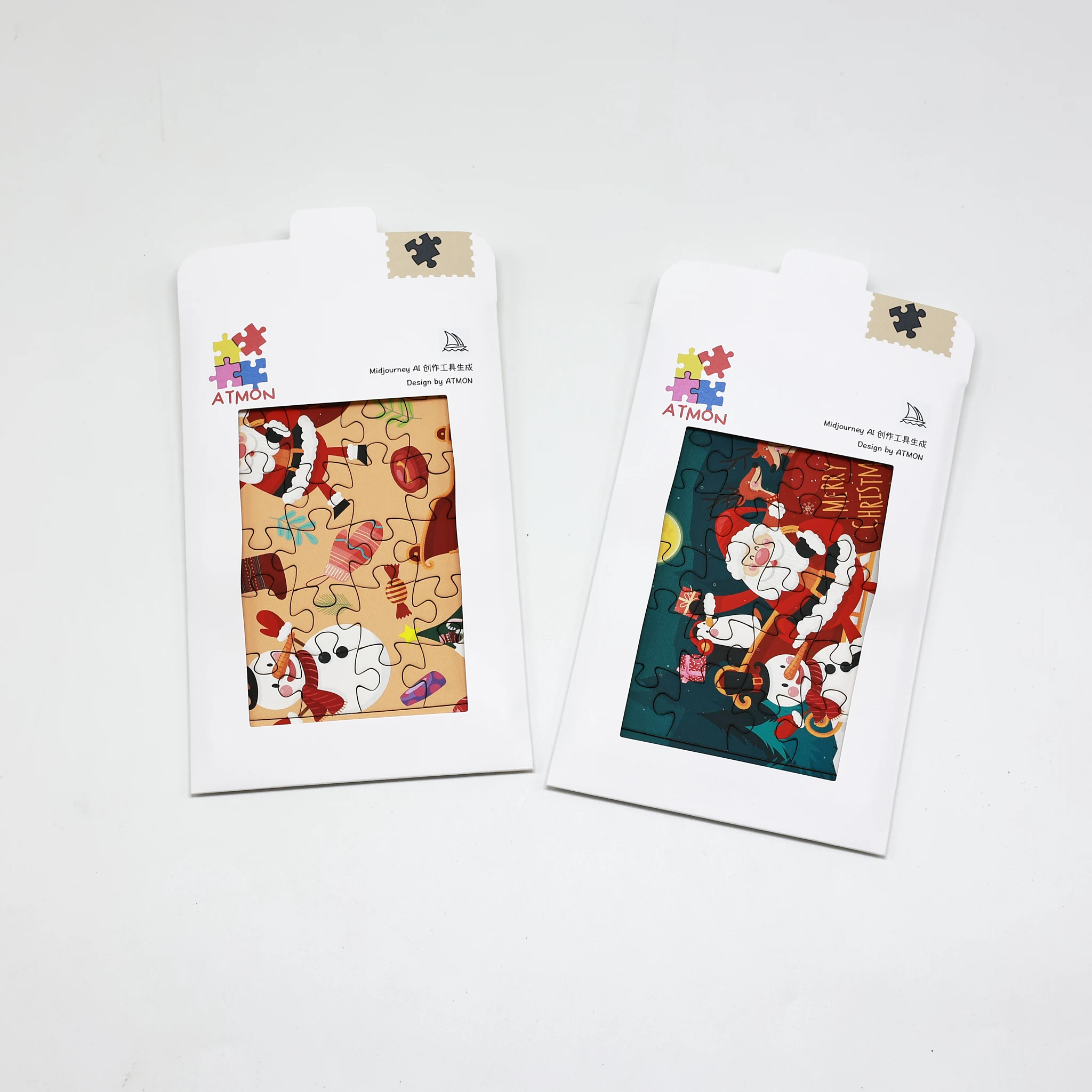 ASTM Certificates Kids DIY Stacks Building BlocksTabletop Toy Colorful Mini Jigsaw Christmas Puzzle With Envelopes Magnets