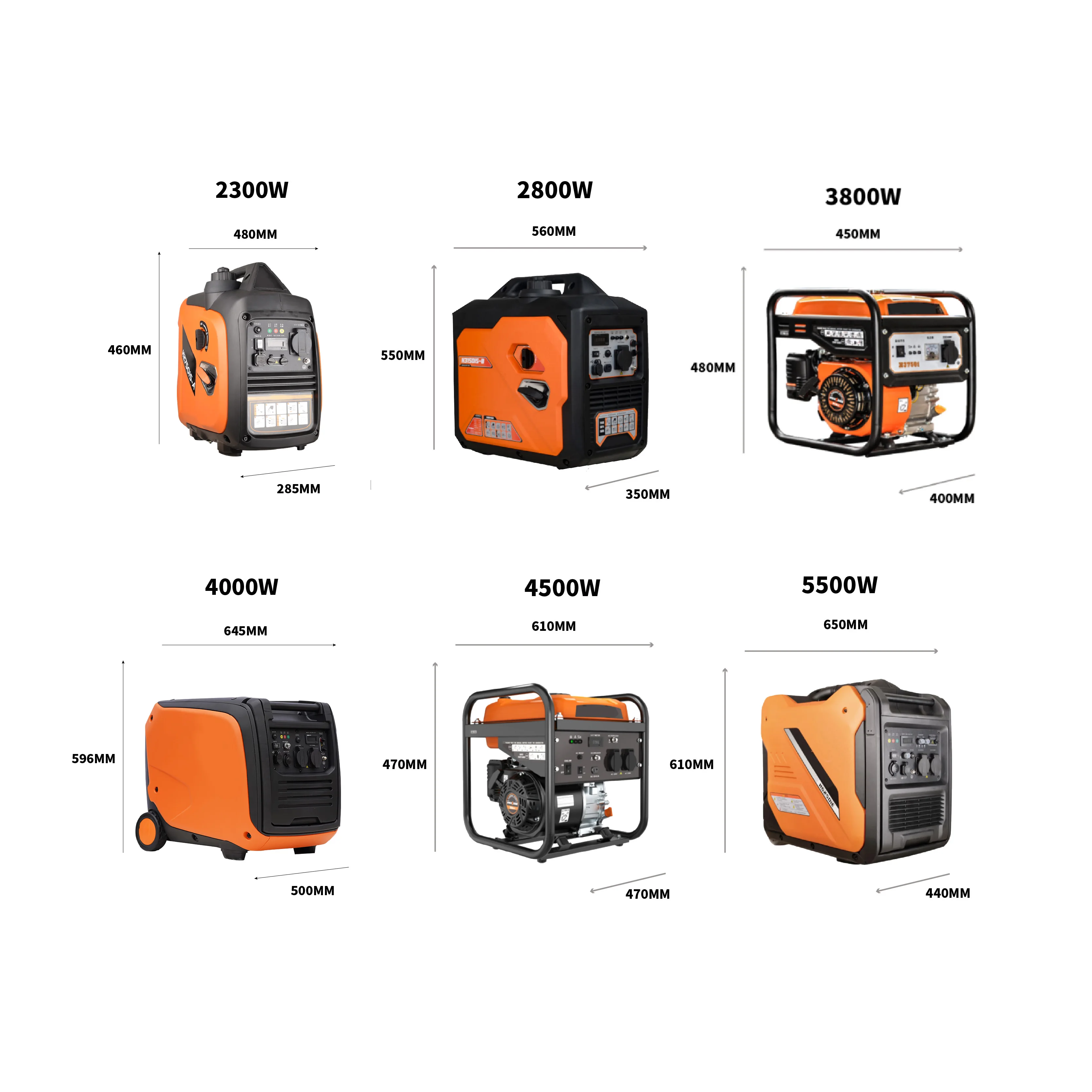 Generators in stock wholesale 2400W, 2800W, 4000W, 5500W, high quality inverter generators portable gas generators