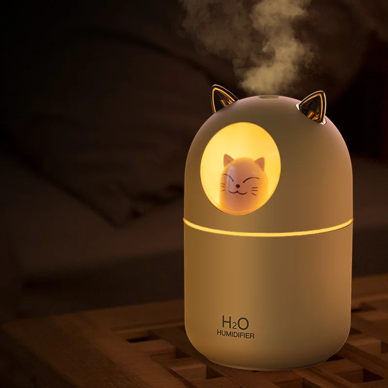 300ml Mini Bear Air Humidifier Usb Aromatherapy Aroma Essential Oil Diffuser For Home Office Car Cool Mist Maker With Led