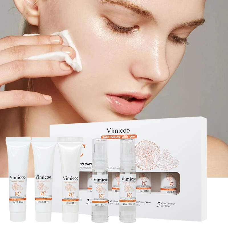 Private Label Skincare Mini Size Whitening Moisturizing Travel Kit Vitamin C Brightening Skin Care Set