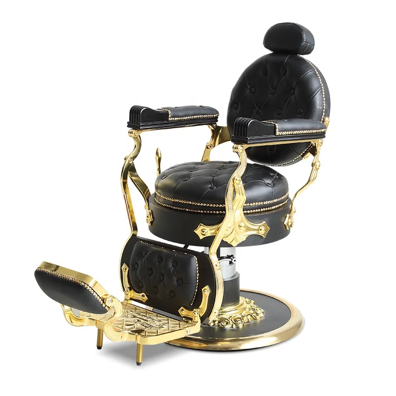Beauty salon furniture hairdressing shaving chair luxury classics black and gold hair salon chairs