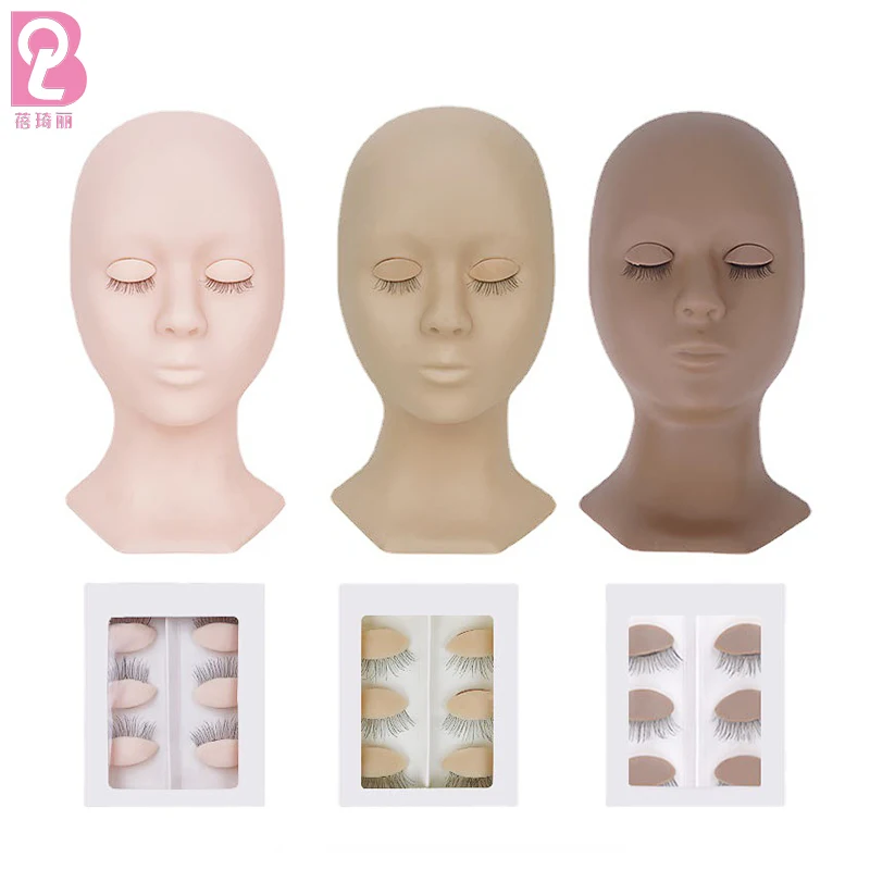 Beiqili Fake Lash Grafting Practice Face Eyelashes Extension Training Head Mold Tools Mannequin Replaceable Eyelids Pestaas