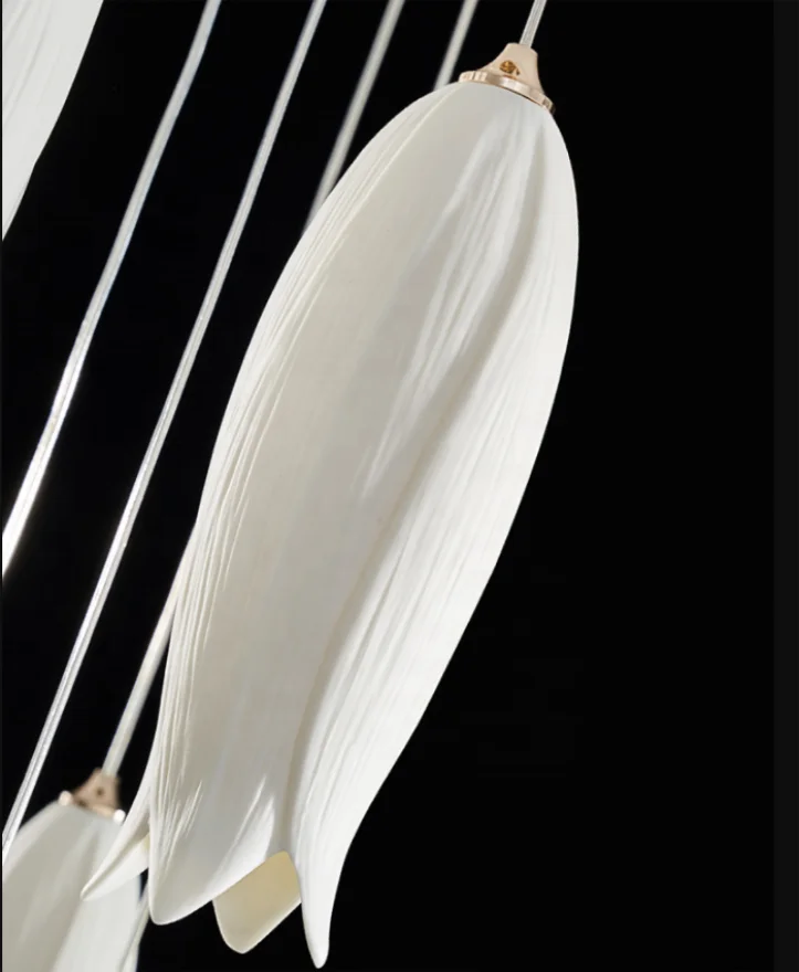 HITECDAD  Led Chandelier High Quality Art Glass Luxury Ceramic Handmade Flower Pendant Lamp for Dining Room and Shops