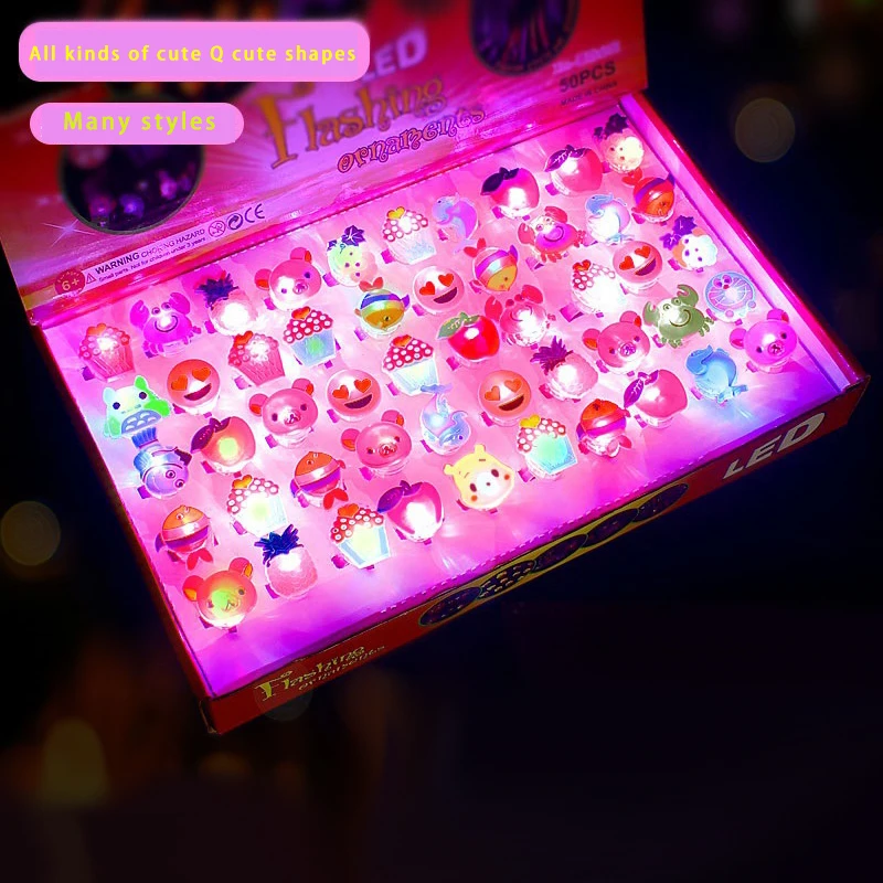 Creative party luminous kid festival gadget gift cartoon cute flash glowing ring up middle christmas toy led finger light