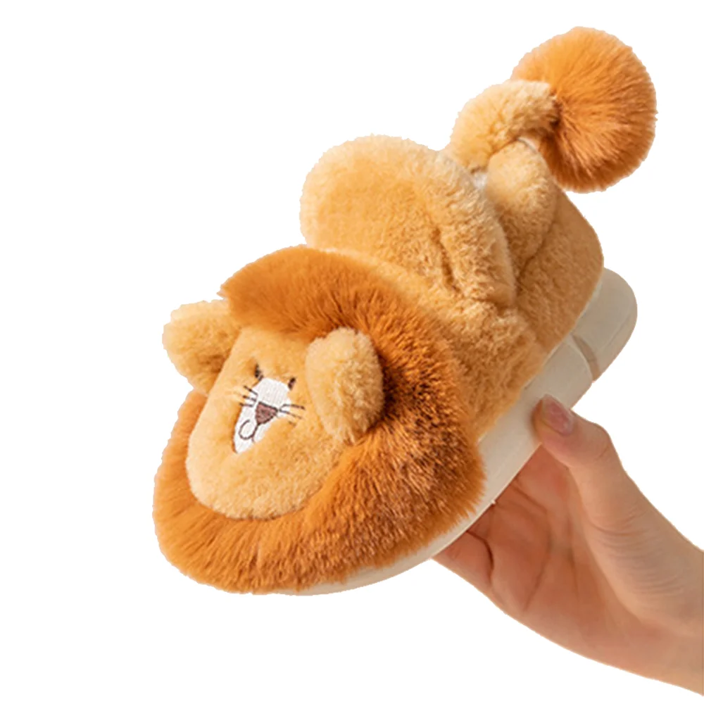 Winter Children Kids Plush Lion Sneaker Slippers for Kids Boys and Girls