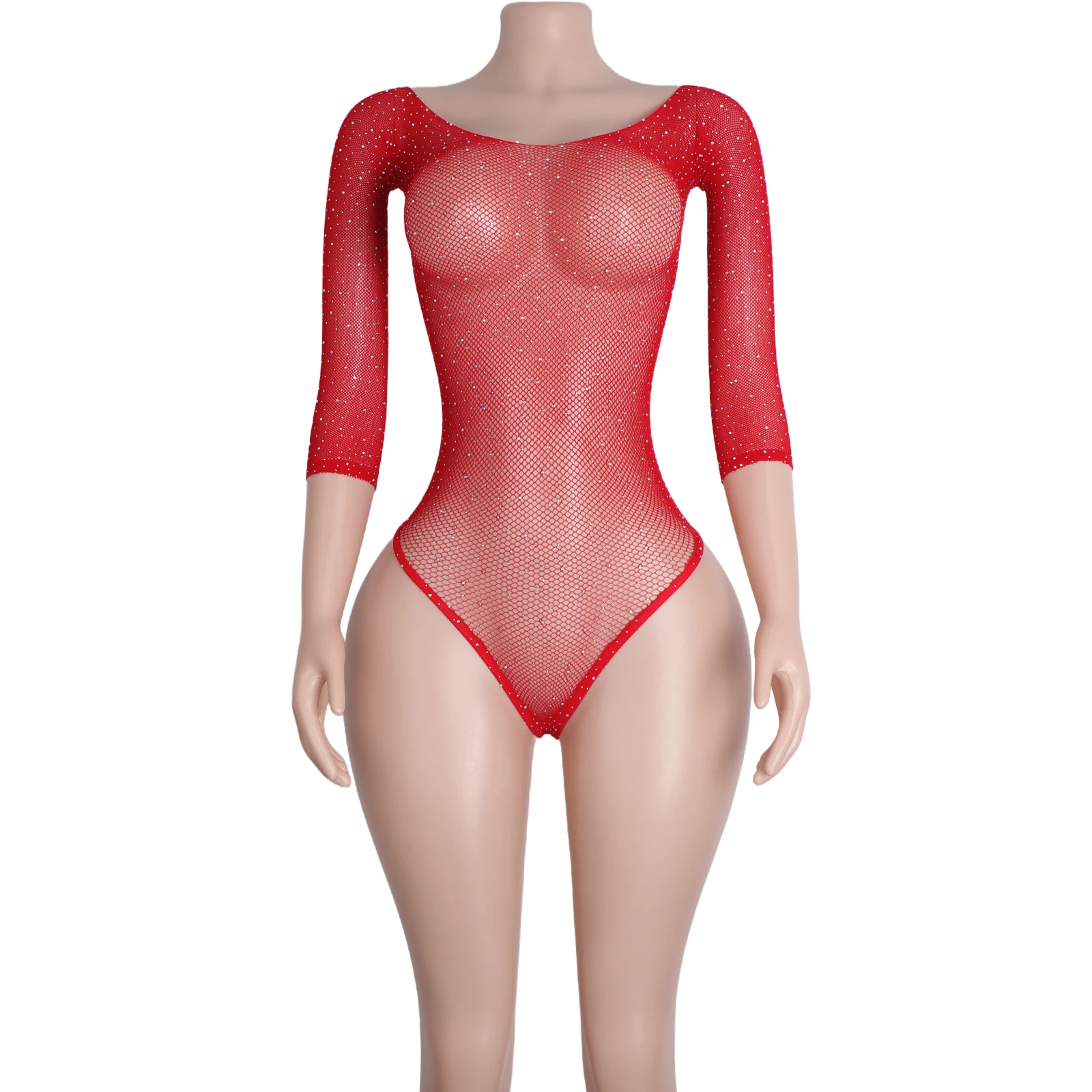 Exotic Dancewear Shiny Bodysuits paired Stylish Mesh Shorts designed Trendy Stripper Outfits Dancer Performances in Night Clubs