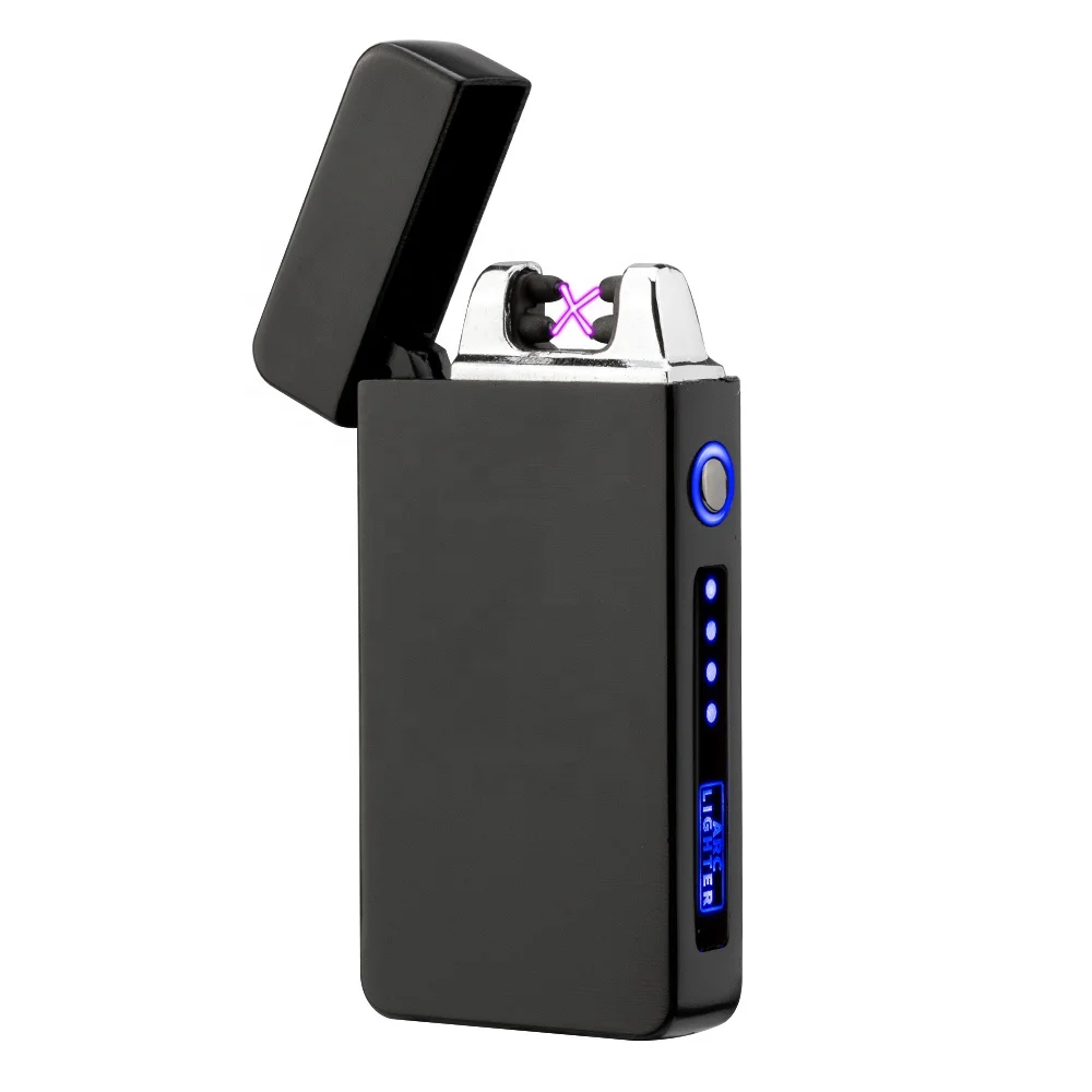  Windproof Electric Dual Arc Lighter USB Plasma Rechargeable with LED Battery Indicator Flameless