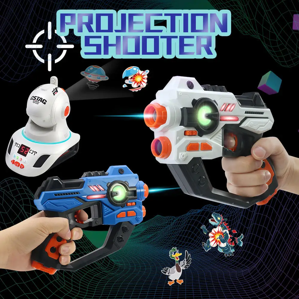 kids Adult Infrared Sound Shooting Games Toy Set 2-Player Vibrate Laser Guns with Projection Tags for Fighting Battles