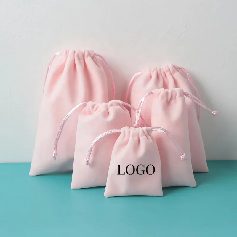 Cheap Custom Logo  Drawstring Velvet Bag Pouch for Jewelry Packaging Pouch