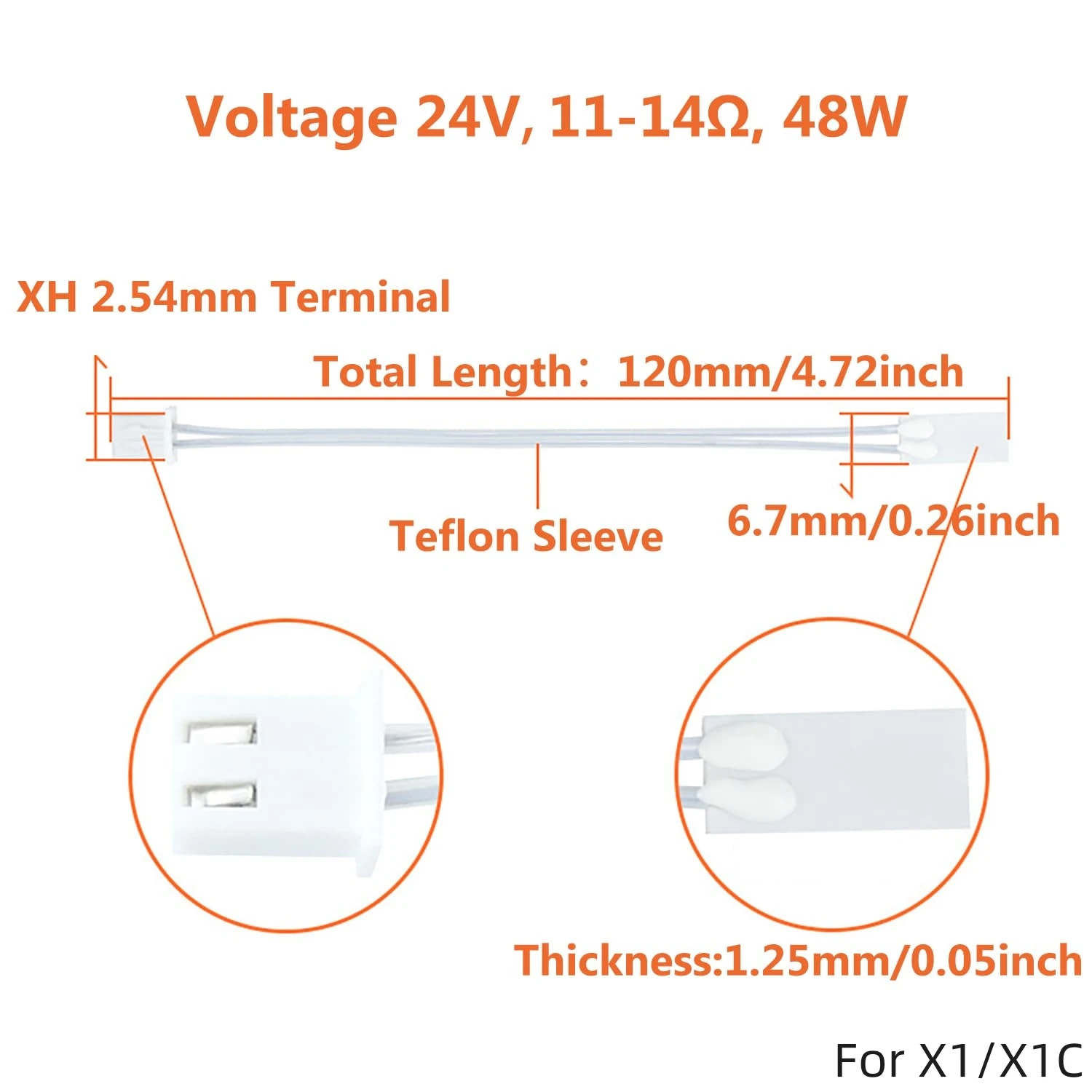 Heater Cartridge and NTC 100K Thermistor Kit for Bambu Lab A1/A1 Mini X1 X1C P1P P1S High Temperature Sensor of FDM 3D Printer
