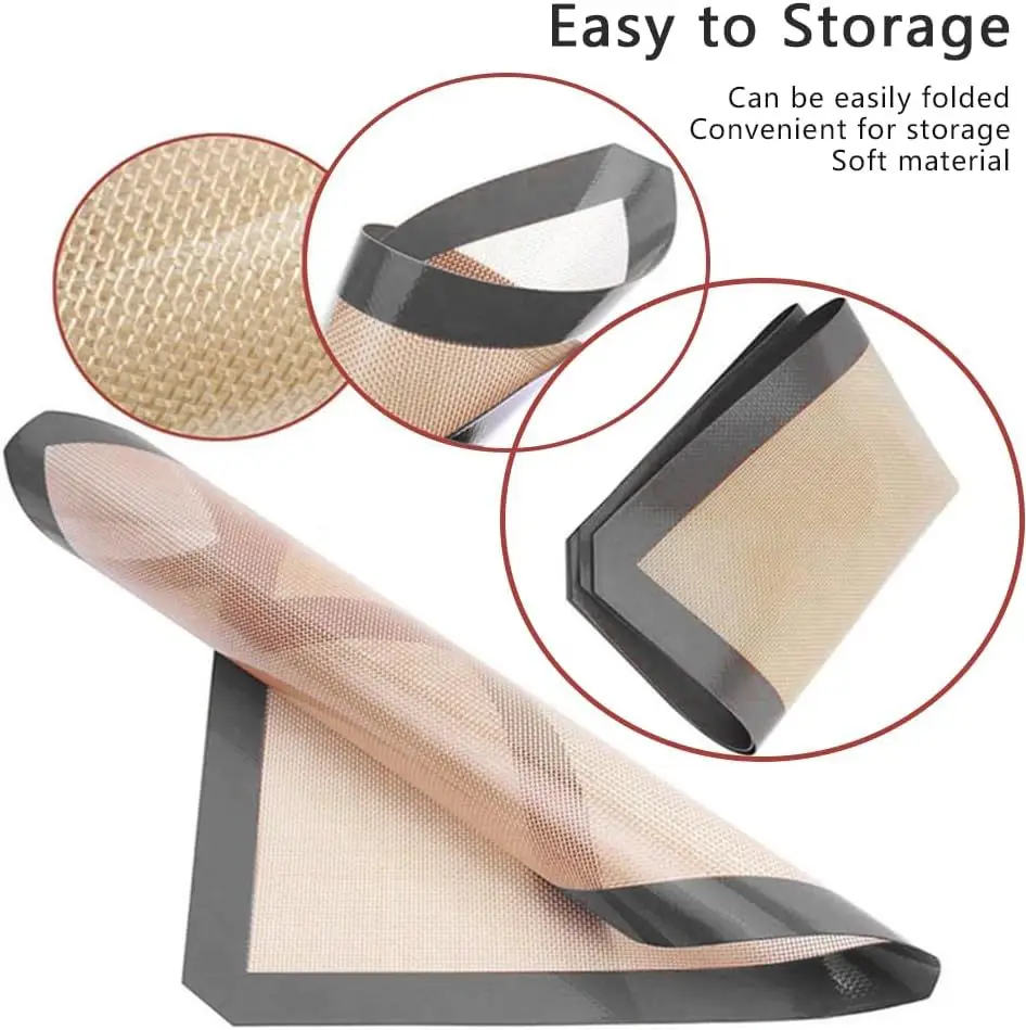 Yellow bottom grey edge glass fiber food grade oven baking tray mat baking kneading mat baking