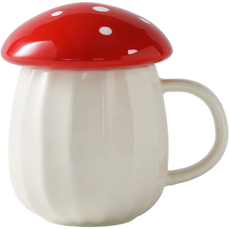 Tiktok Creativity Ceramic Mushroom Mug Cute Coffee Mugs With A Lid 8.5Oz  Fun Cups Birthday Gift Ladies Children