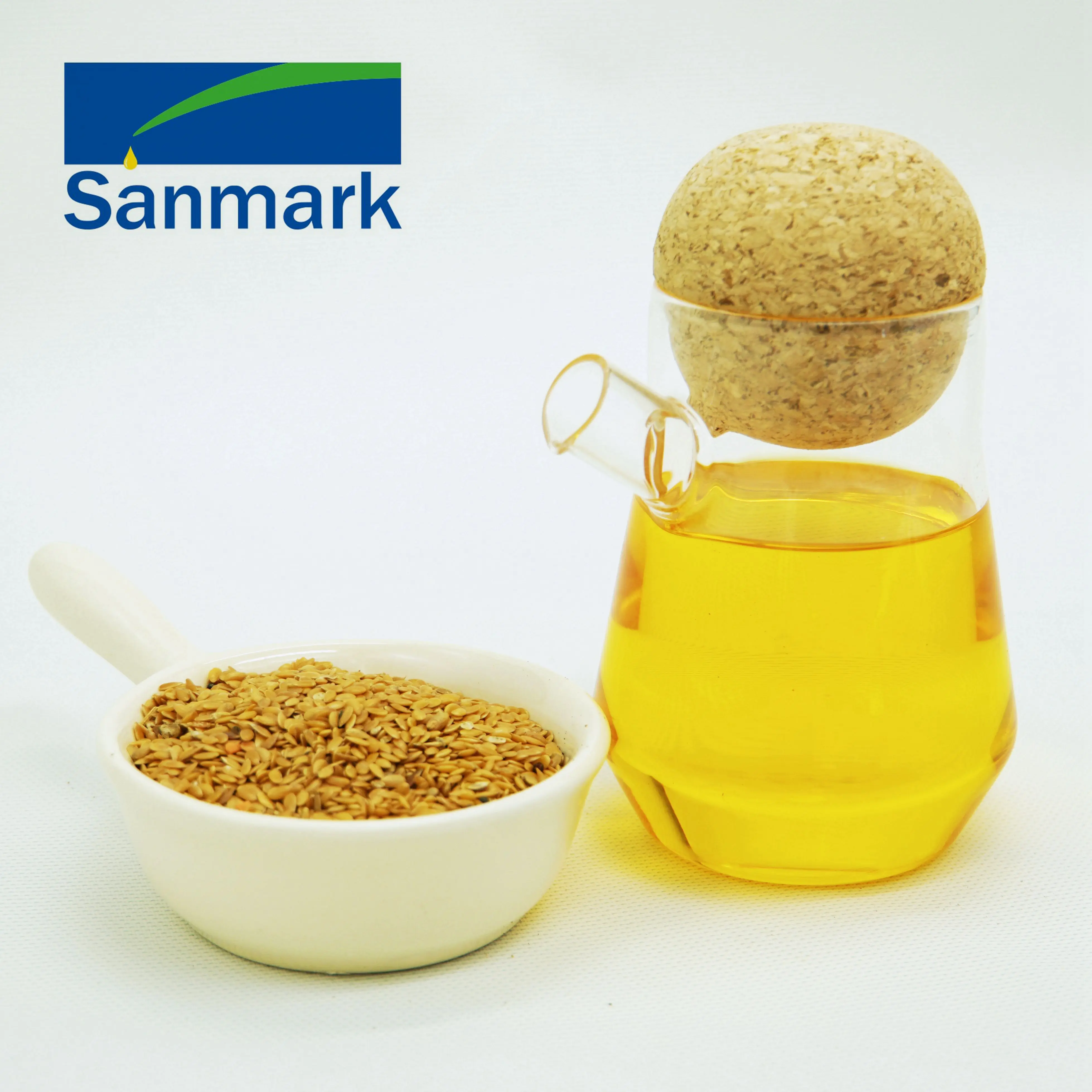 Sanmark Factory Supply Hot 55% ALA NON-GMO Flaxseed/Linseed Oil Cold Pressed Refined Flaxseed Oil For Skin Care