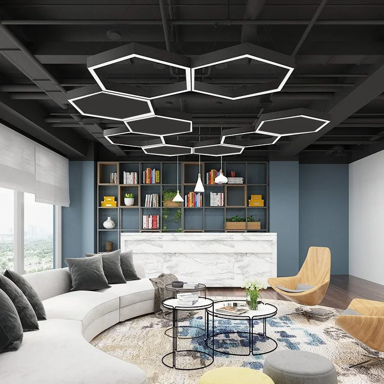 Linkable Hexagonal Hanging Lamp Ceiling 4s Car Store Supermarket Office Batten Light 4ft 30w 40w Led Linear Light