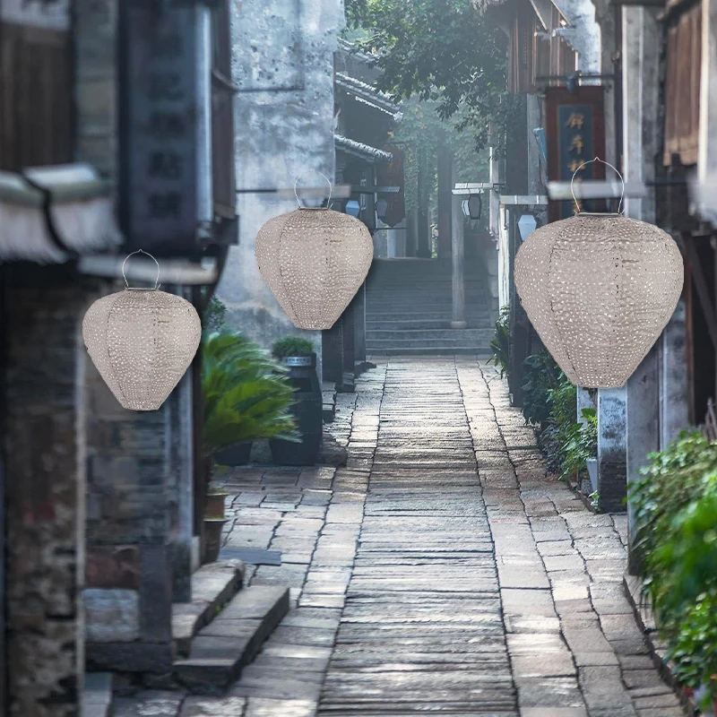 New Style DuPont hanging paper lantern Waterproof Wedding Party Decoration Solar Lantern LED light  for Outdoor  Garden Use