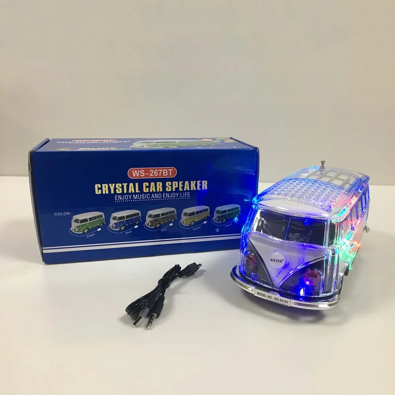 Unique Electronic Promotional Gift Bus Shaped Speaker Wireless Blue tooth LED Radio Speaker with TF USB FM AUX MP3 Player