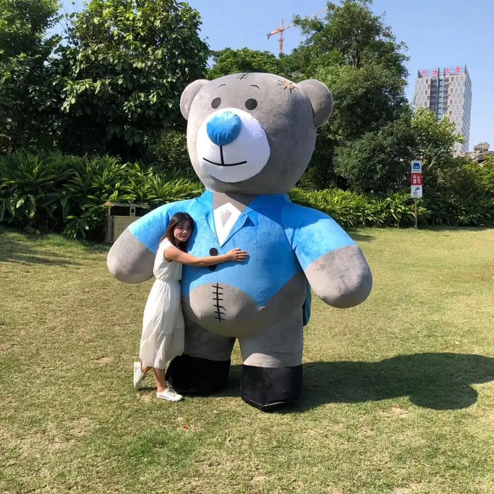 2m custom made blue inflatable zipper teddy bear mascot costume