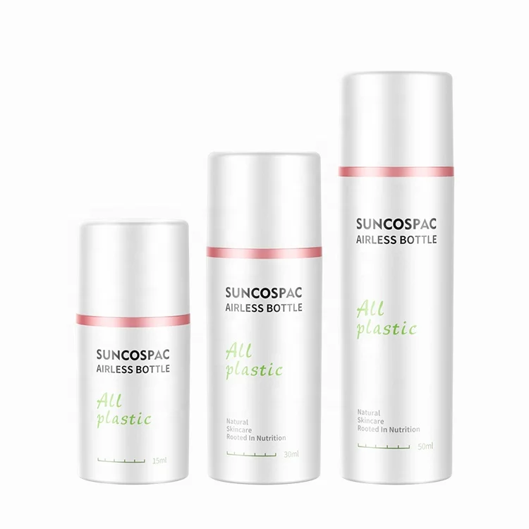 Wholesale High Empty All Plastic 15ml 1oz Airless Lotion Bottle 30ml 50ml Tpe Spring Mono Packaging Plastic Cosmetic Bottle