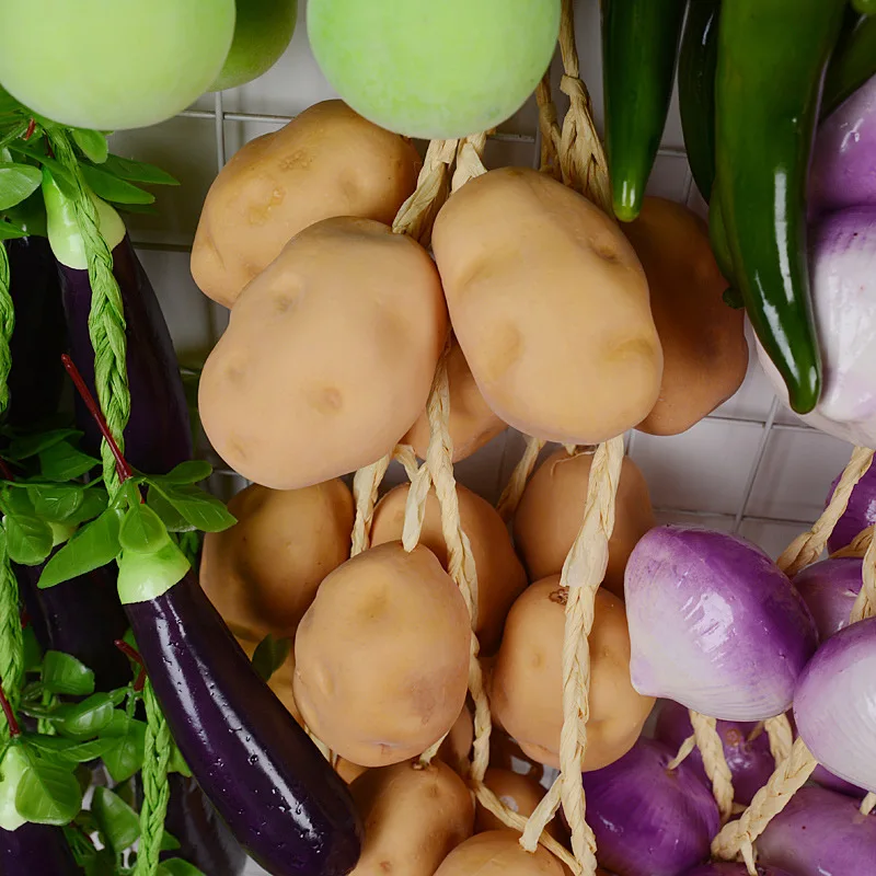 Q076 Artificial Fruit Potato Garlic Peanut Vegetable Wholesale Restaurant Courtyard Model Decorative Props Hanging Skewers