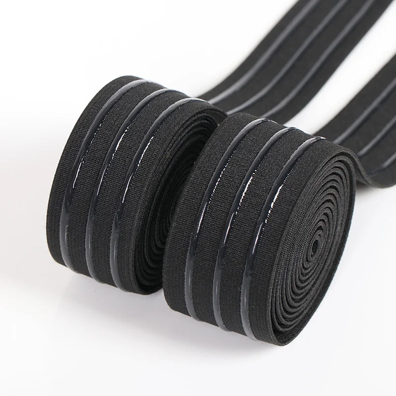 High stretch 3 Straight Line Straps Belt Waistband Silicone Gripper anti-slip tape ribbon rubber bands for clothing