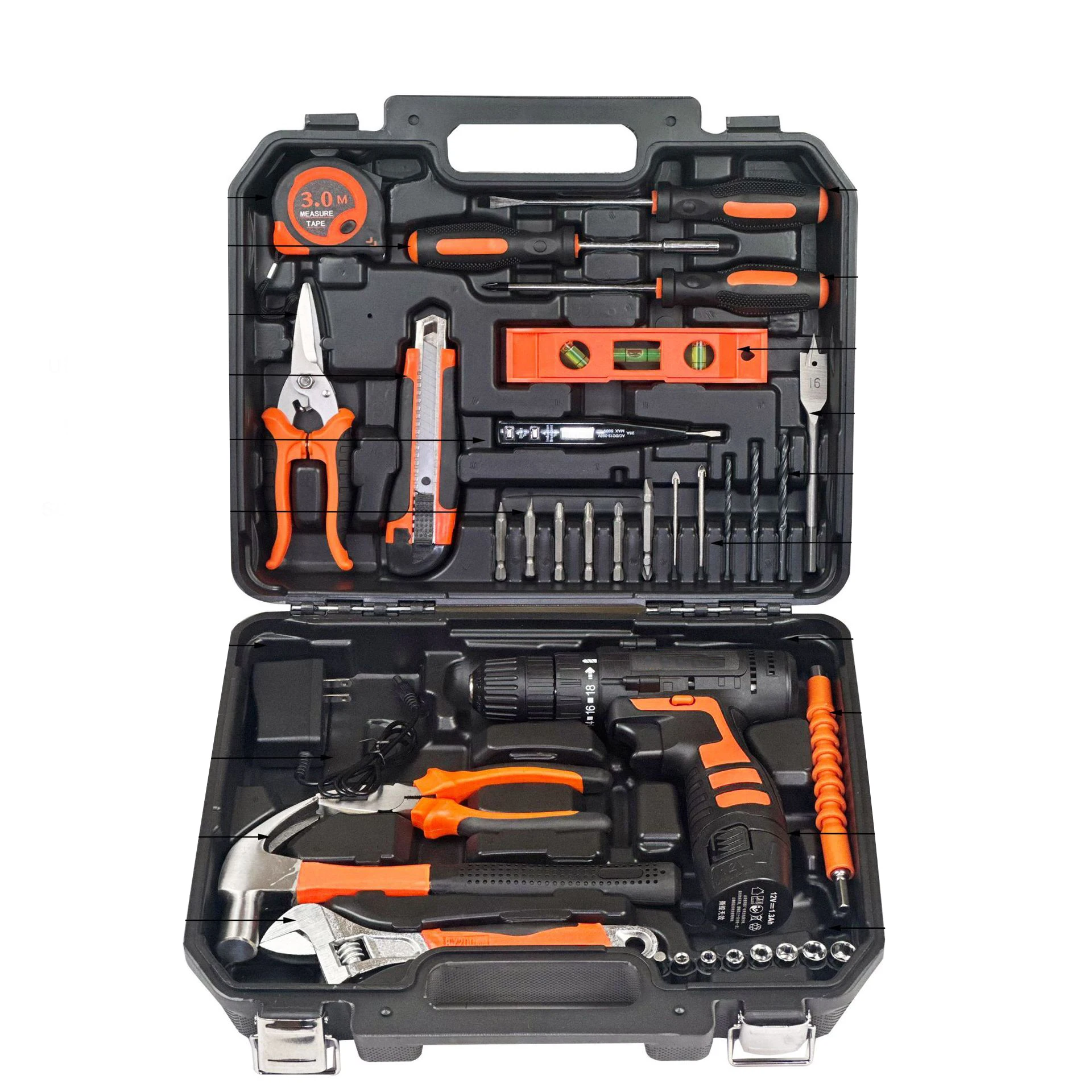 Bestselling 35pc 12V Cordless Drill Tool set Hardware electrical power combo kit electric drill machine set
