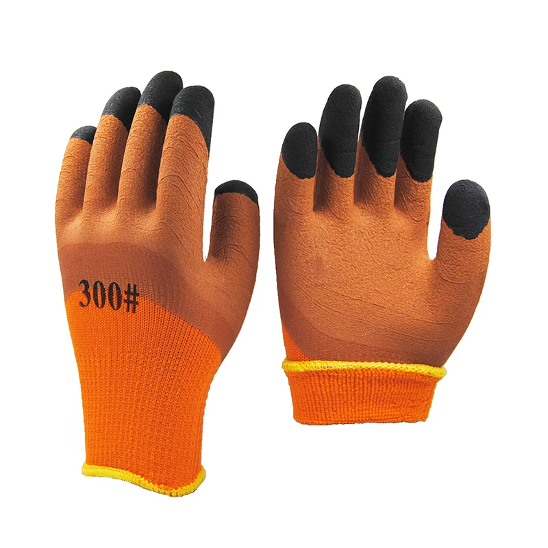 High quality 7 gauge looped pile linner foam half coated gloves,fingers strengthen