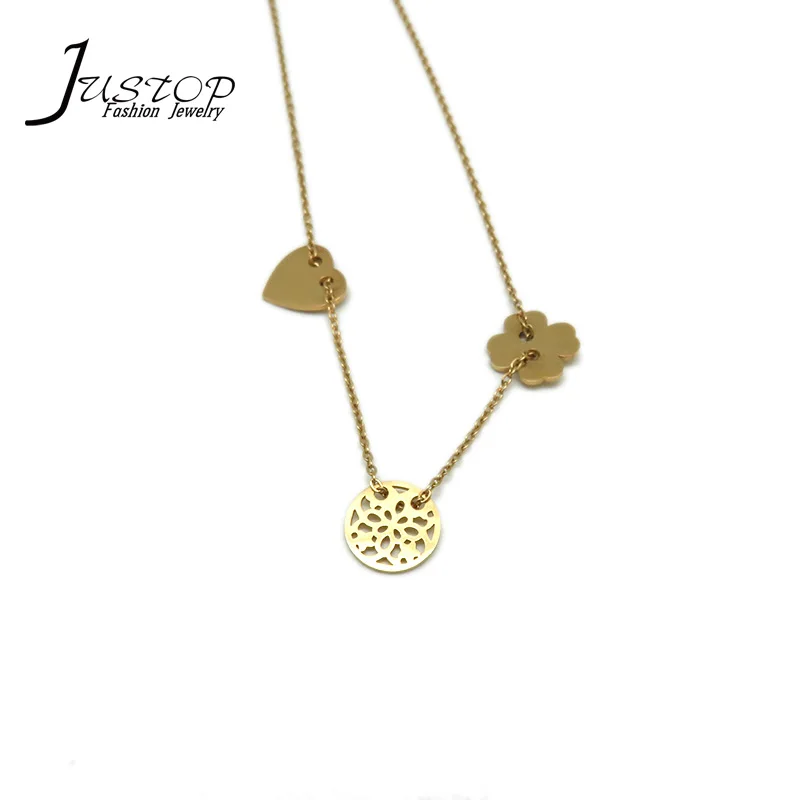 Из нержавеющей стали, покрытой 18 К золотом ювелирные изделия ожерелья с тремя Кулоны из нержавеющей стали