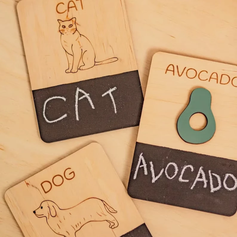 Montessori Toy Wood Animals Flash Cards Blackboard Animal Cards Set Christmas Presents Kids Gifts Learning