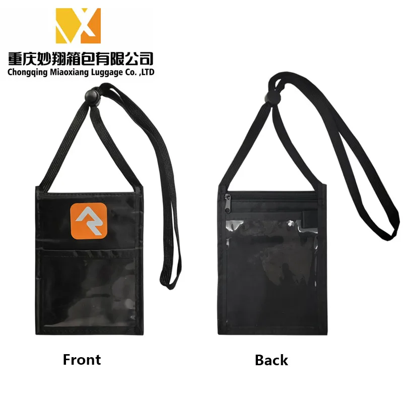 Factory wholesale passport certificate bag conference school ID card bag hanging neck vertical
