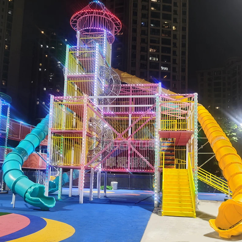 Manufacturer Supply Large Commercial Tube Slide Climbing Castle Multi-Function Outdoor Children Playground Equipment