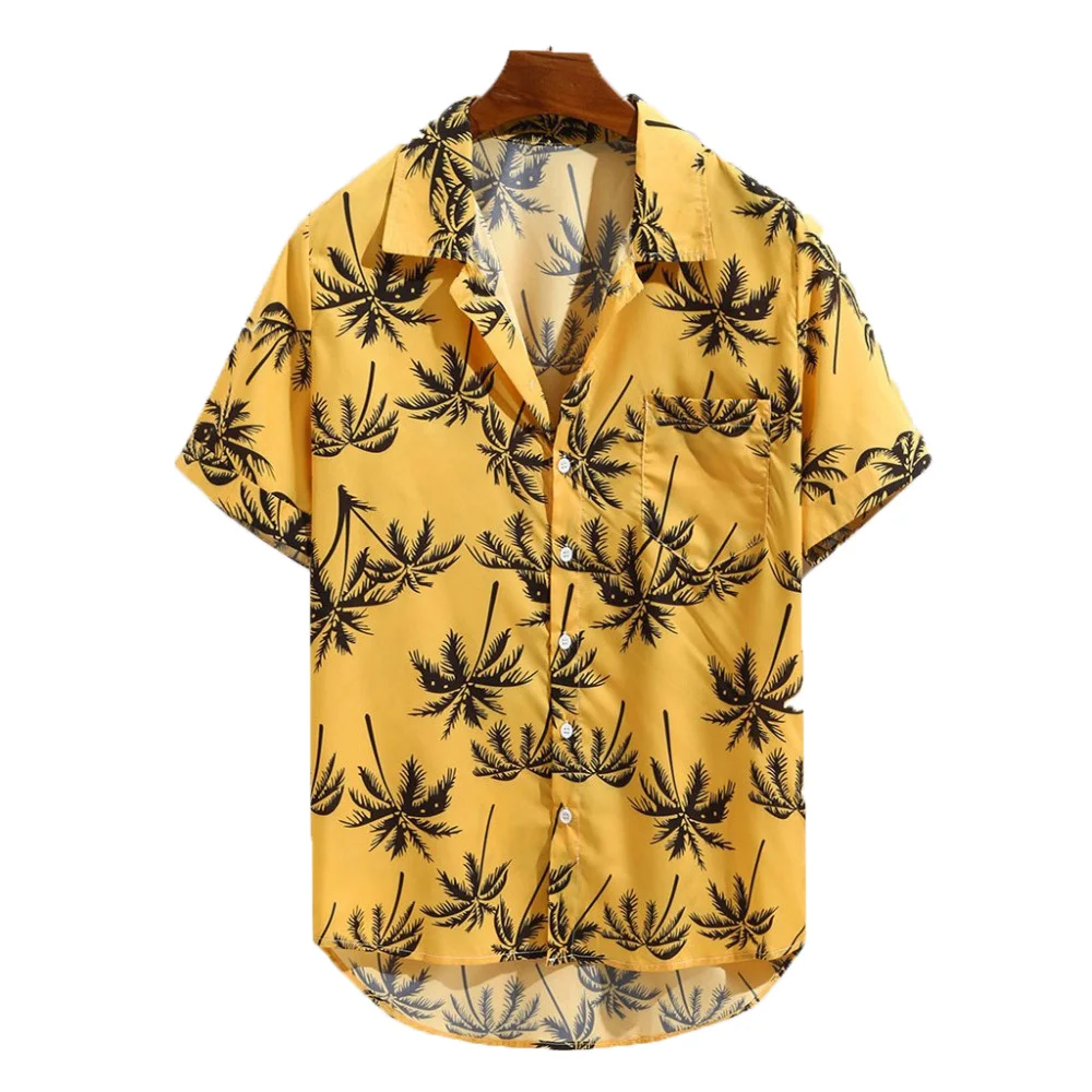 New Shirt Men 2021 Beach Printed Hawaii Shirt  Male Blouse Turn-down Collar Tops Camisas