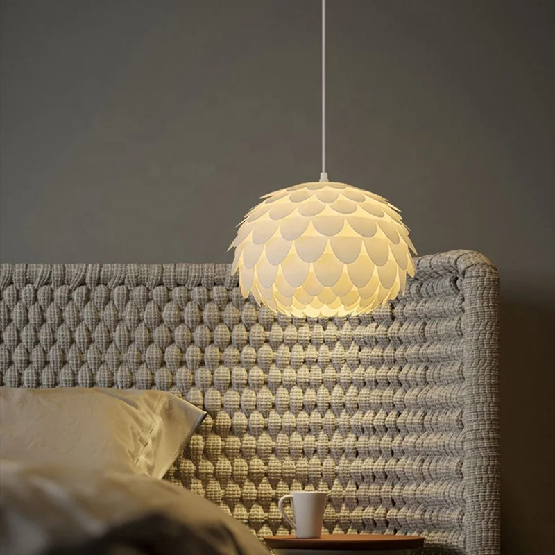 Modern simple plastic light for living room restaurant Ins PP fish scale chandelier homestay bedroom decoration pendant lamp