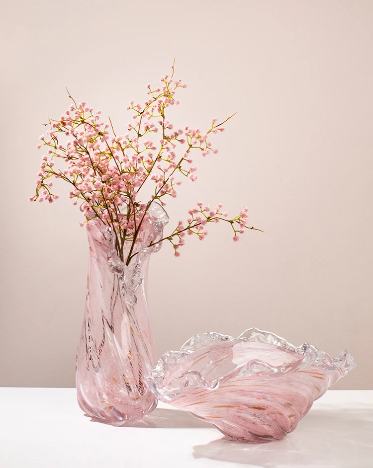 Murano glass flower vase handmade by professional artisans with special colors and unique design suitable for decorating home