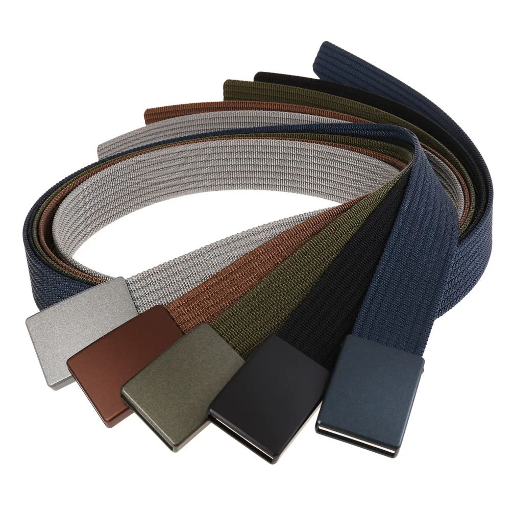 2024 New High Quality 3.8cm Casual Business Belt Alloy Nylon Braided Belt for Men