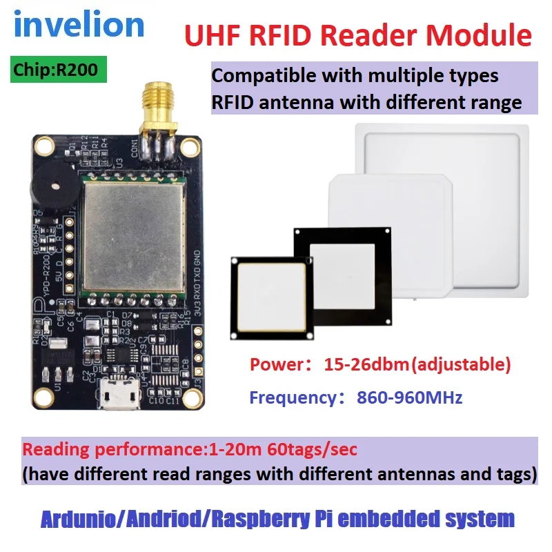 Маленький встроенный модуль Arduino UHF RFID записывающее устройство Raspberry PI 860-960 МГц мини TTL Модуль RFID-ридера