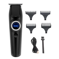 Новый профессиональный набор для стрижки волос, беспроводные парикмахерские машинки для стрижки волос, электрический триммер для бороды для мужчин с ЖК-экраном, 4 направляющими, OEM