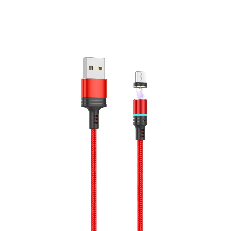 
CORN USB Type C lightning,micro Cable With LED 360 Degree Rotating 3 IN 1 Magnetic Nylon Braided Charger cable for Samsung Galax 