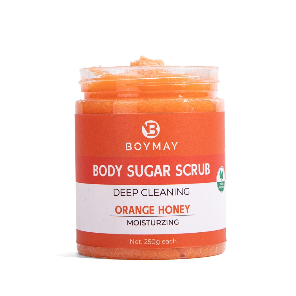 Natural Ingredients Orange Honey Shea Butter Moisturize Deep Cleaning Sugar Body Scrub For Birthday Gifts