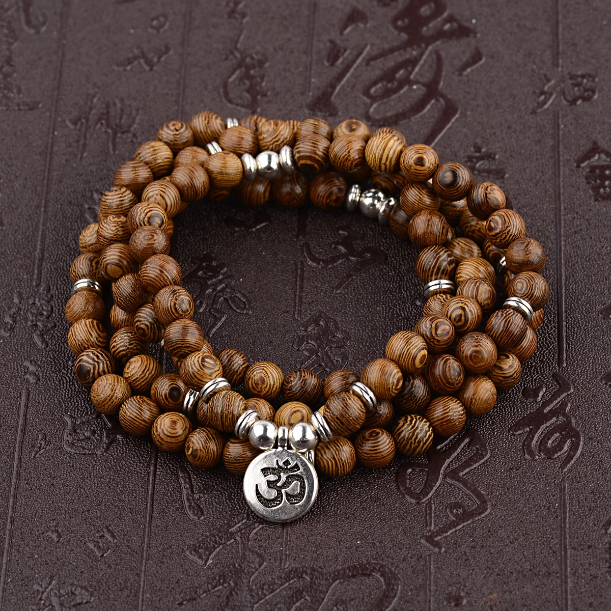 Multilayer Wood Beads Buddha Lotus OM Bracelet Tibetan Buddhist Mala Charm Rosary Bracelet Yoga Wooden For Women Men Jewelry