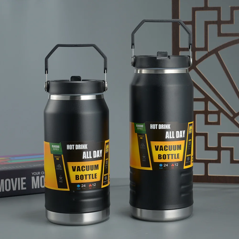 1.2/1.6L sports outdoor mountaineering thermos stainless steel tumblers cup ice bucket portable hot cold insulation vacuum pot