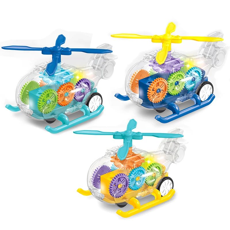 2022 Transparent Plane Helicopter Educational Musical Gear Airplane Toys