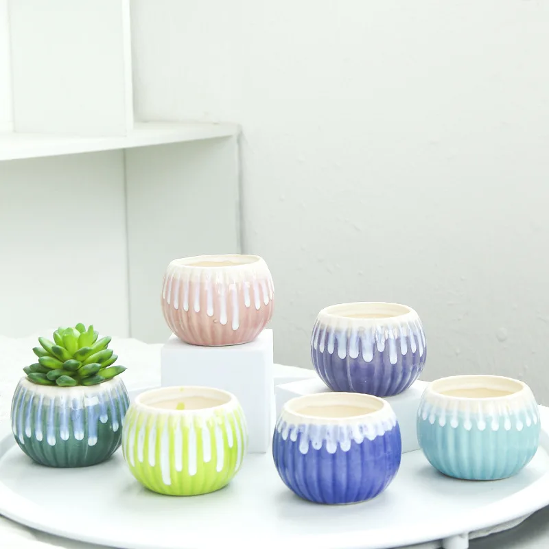 High Value Five Colors Optional Minimalist Style Customized Logo Acceptable Ceramic Flower Pot