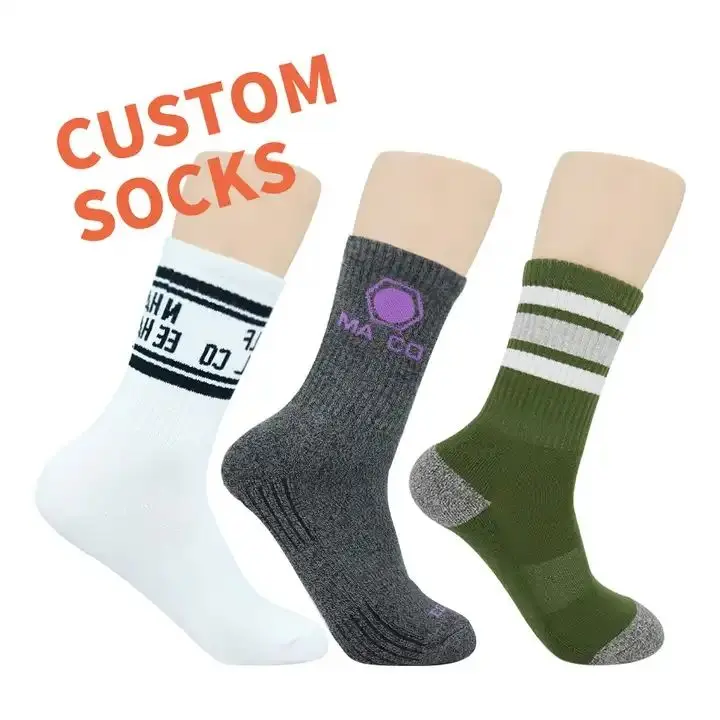 Free mockup customized sox unisex crew tube socks cotton men custom socks logo brand